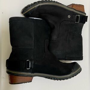 Sorel Slimshortie Black Suede Boots Sz 10